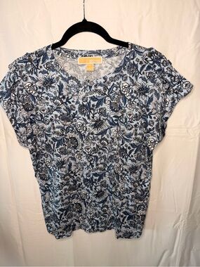 Michael Kors Light Blue Floral Short Sleeve Tee